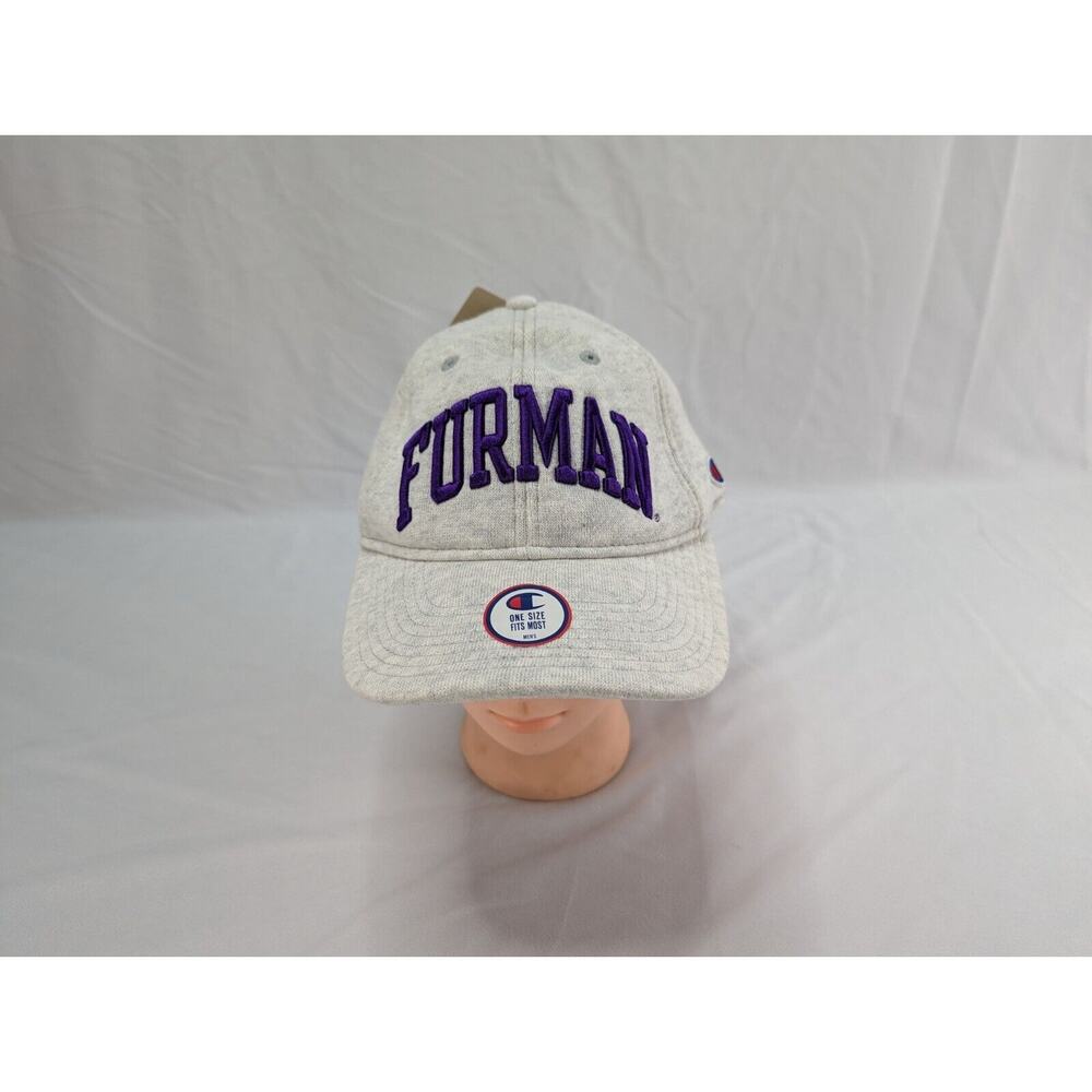 Furman Paladins Spellout Champion Reverse Weave‎ Heather Gray Stretch Hat NWT